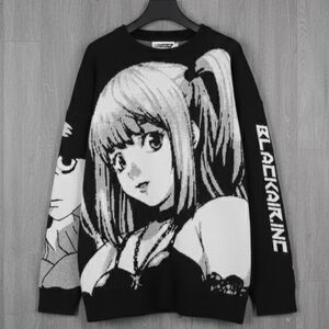 Black Anime Graphic Sweater